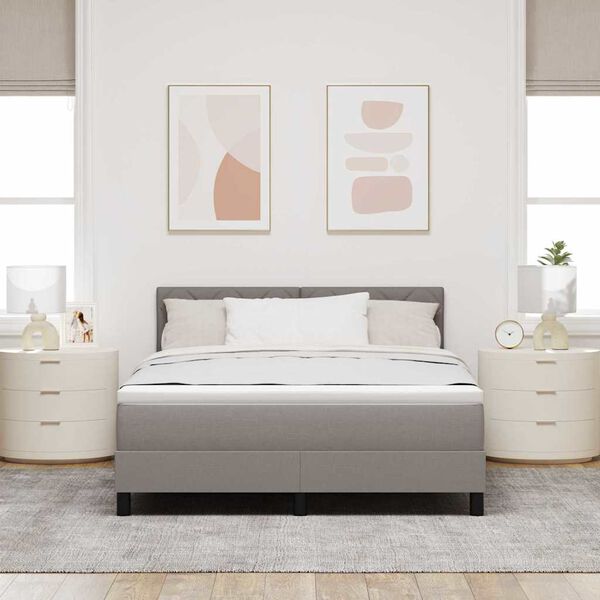 vidaXL Postelja z vzmetnico z vzmetnico Taupe 160 x 200 cm blago