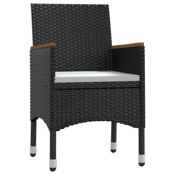 vidaXL Vrtna jedilna garnitura 7-delna z blazinami črna