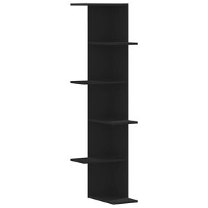 vidaXL Stenska kotna polica črna 36,5x36,5x140 cm inženirski les