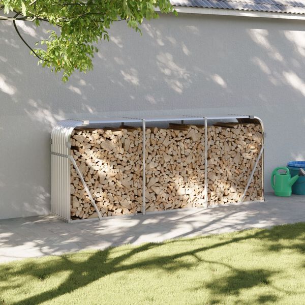 vidaXL Nosilec za polena srebrn 234x45x100 cm pocinkano jeklo