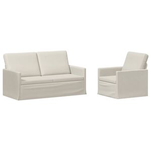 vidaXL Kavčna garnitura 2 pcs Krem Žamet
