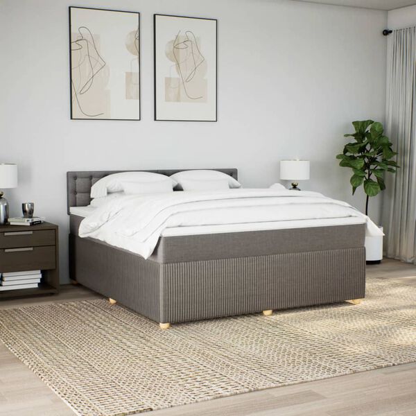 vidaXL Box spring postelja z vzmetnico taupe 180x200 cm blago