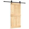 vidaXL Drsna vrata Naravna in črna 95 x 210 cm Masiven borov les