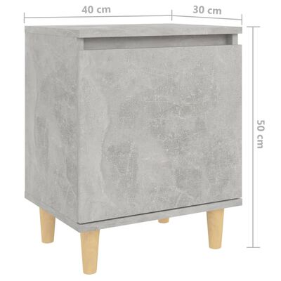 vidaXL Nočna omarica z lesenimi nogami betonsko siva 40x30x50 cm