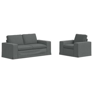 vidaXL Kavčna garnitura 2 pcs Temno siva 182 x 80 x 82 cm blago