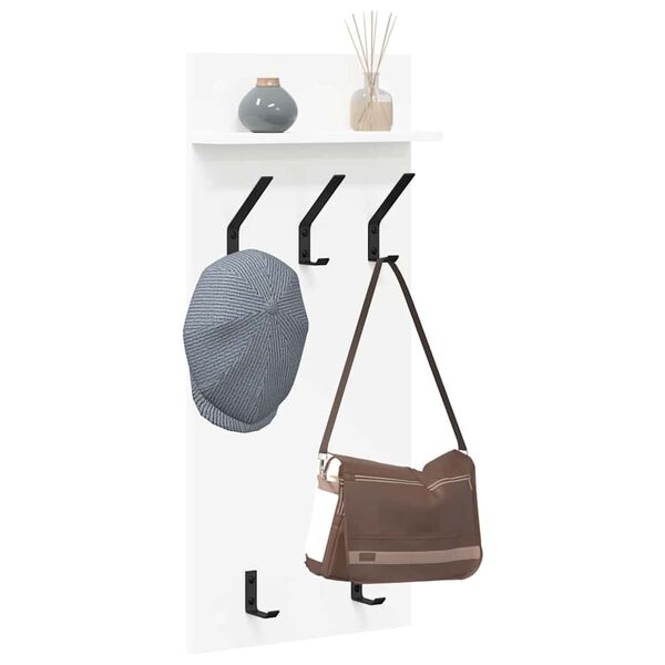 vidaXL Nadwyčajna obe&scaron;alnik za pla&scaron;če s polico Bela 40 x 10 x 90 cm