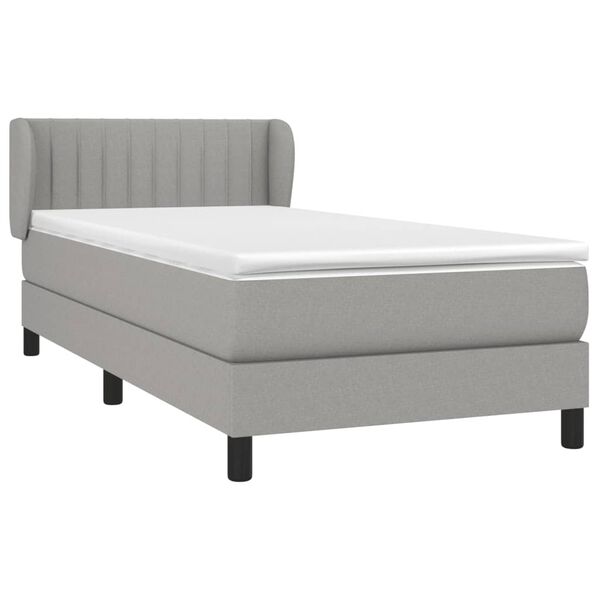 vidaXL Box spring postelja z vzmetnico svetlo siva 90x190 cm blago