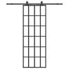 vidaXL Drsna vrata z opremo črna 76x205 cm ESG steklo