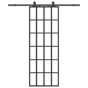 vidaXL Drsna vrata z opremo črna 76x205 cm ESG steklo