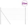 vidaXL Ogrodje s stebri srebrna 1.2 x 25 m Jeklo s PVC premazom