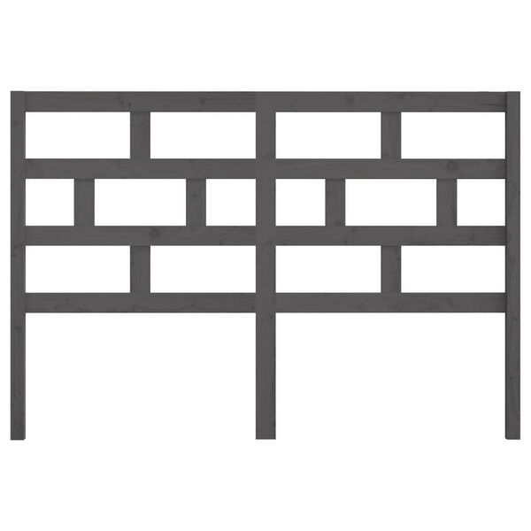 vidaXL Posteljno vzglavje sivo 141x4x100 cm trdna borovina