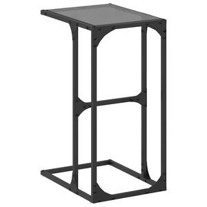 vidaXL Stranska mizica s črnim steklom 40x30x61,5 cm jeklo