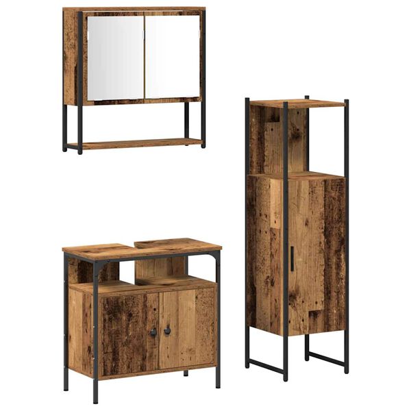 vidaXL Komplet pohi&scaron;tva za kopalnico 3 pcs Rjava Konstruiran les