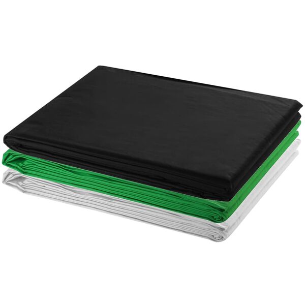 vidaXL Komplet za fotografski studio 3 ozadja iz bombaža in okvir 3x3m