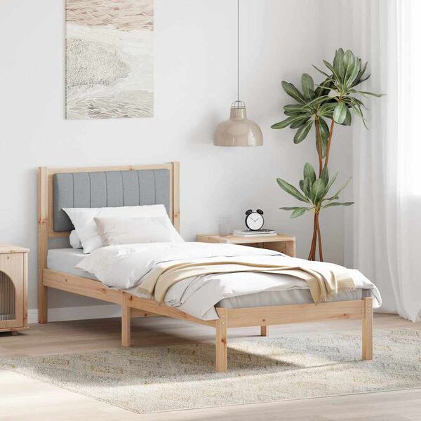 vidaXL Posteljni okvir z oblazinjenim vzglavjem Svetlo siva