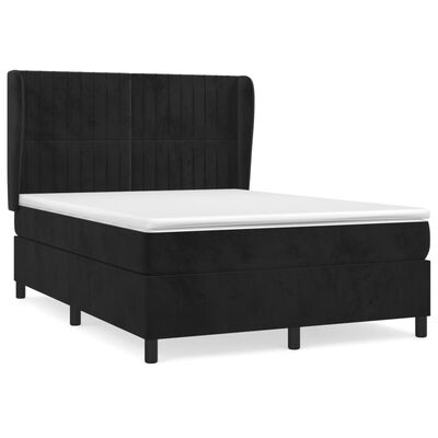 vidaXL Box spring posteljni z vzmetnico črn 140x190 cm žamet