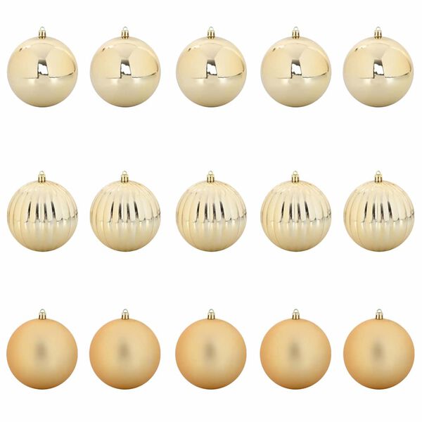 vidaXL Set božičnih okraskov 15 pcs Zlata Plastika