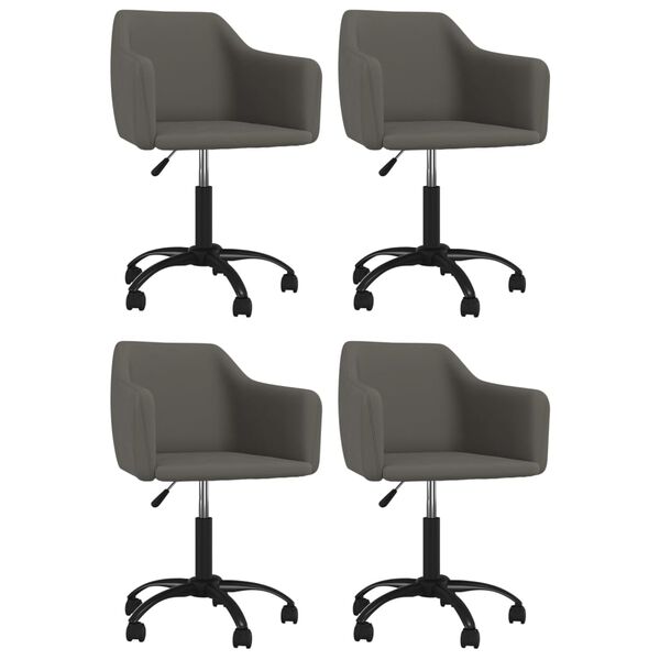 vidaXL Vrtljivi jedilni stoli 4 kosi temno siv žamet