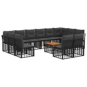vidaXL Zunanja garnitura za sedenje 13 pcs Črna in Temno siva