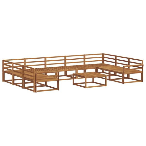 vidaXL Zunanja garnitura za sedenje 10 pcs Naravna Masiven les akacije