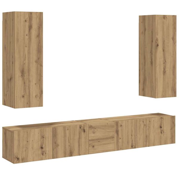 vidaXL 5 kosov stenske TV omarice Artisan Oak Engineered Wood