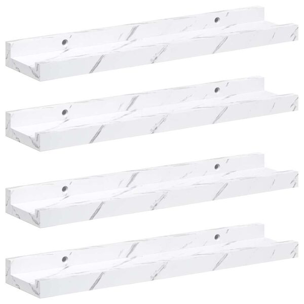 vidaXL Stenska polica 4 pcs Beli marmor 40 x 9 x 3 cm Konstruiran les