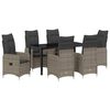 vidaXL Komplet za jedilnico v vrtu z blazino 7 pcs Siva poli ratan