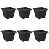 vidaXL Kvadratna cvetlična posoda 6 pcs Črna 33 x 33 x 26 cm Plastika