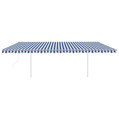 vidaXL Avtomatsko zložljiva tenda s stebrički 6x3,5 m modra in bela