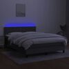 vidaXL Box spring postelja z vzmetnico LED temno siva 140x200 cm blago