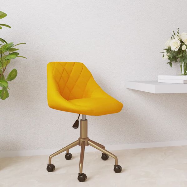 vidaXL Vrtljiv jedilni stol gorčično rumen žamet