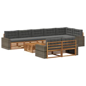 vidaXL Zunanja garnitura za sedenje z blazino 9 pcs