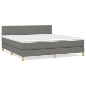 vidaXL Box spring postelja z vzmetnico temno siva 160x200 cm blago