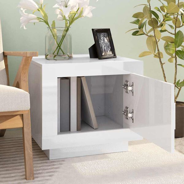 vidaXL Klubska mizica visok sijaj bela 51x50x45 cm konstruiran les