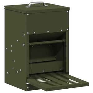 vidaXL Hranilka za pi&scaron;ke s pedali Oljčno zelena 25 x 42 x 40 cm