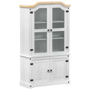 vidaXL Razstavna omara Bela 103,5 x 42 x 180 cm Masivno borovo les