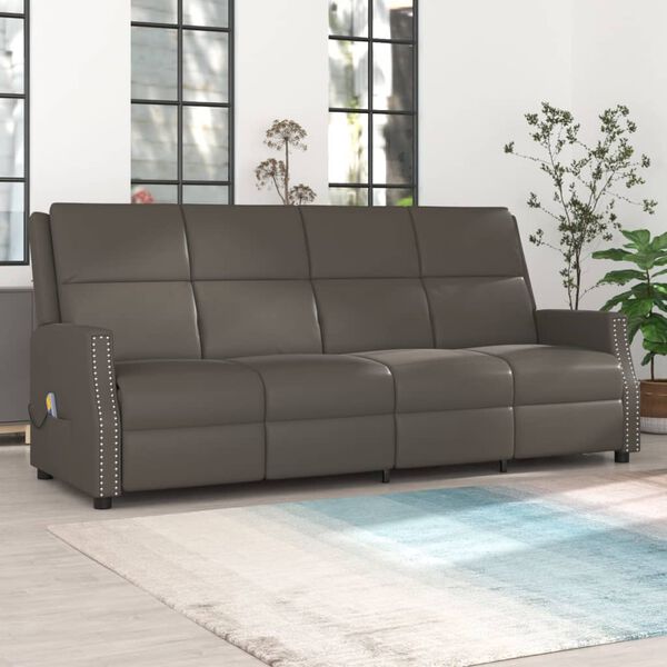 vidaXL Masažni &scaron;tirised sivo umetno usnje