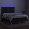 vidaXL Box spring postelja z vzmetnico LED črna 140x190 cm blago
