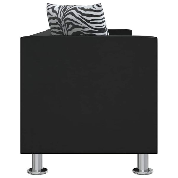 vidaXL Kavč trosed umetno usnje črne barve