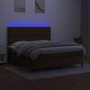 vidaXL Box spring postelja z vzmetnico LED temno rjava 160x200cm blago