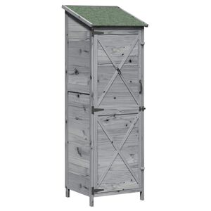 vidaXL Vrtno skladi&scaron;če Siva 59,5 x 56 x 176,5 cm Trdna smreka