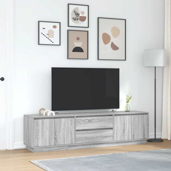 vidaXL TV omarica z LED lučkami siva sonoma 193,5x41x50 cm