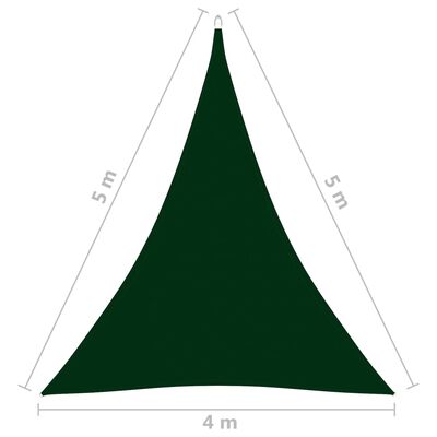 vidaXL Senčno jadro oksford blago trikotno 4x5x5 m temno zeleno