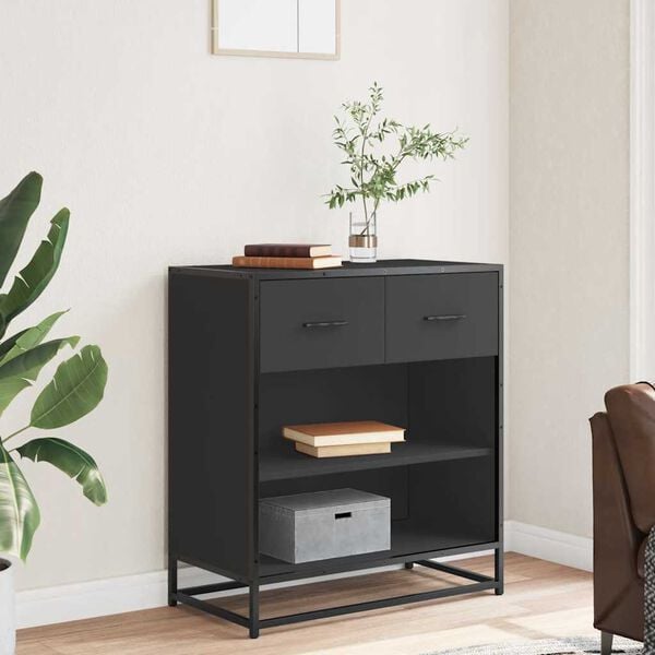 vidaXL Komoda črna 68x35x76 cm inženirski les