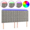 vidaXL LED posteljno vzglavje svetlo sivo 200x5x118/128 cm žamet
