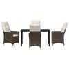 vidaXL Komplet za jedilnico v vrtu z blazino 5 pcs Rjava poli ratan