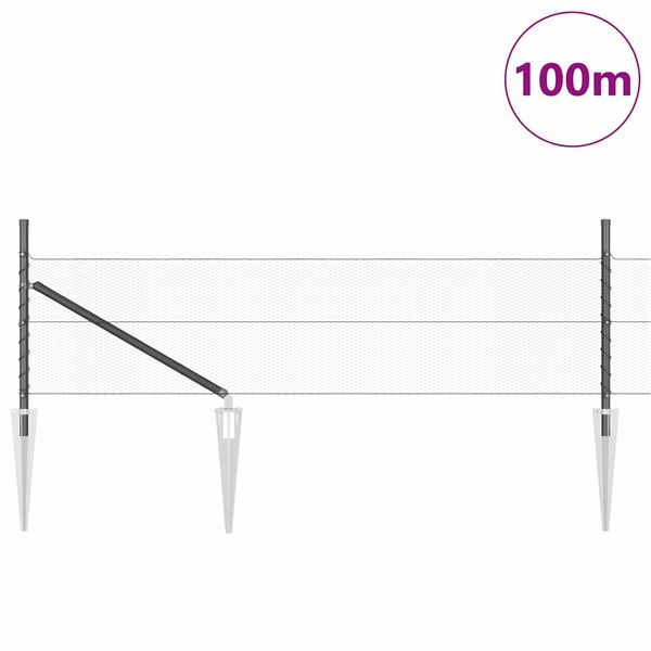 vidaXL Steber ograje. Siva 100 x 0,4 m (13 mm mreža) Jeklo in PVC