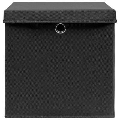 vidaXL Škatle s pokrovi 4 kosi 28x28x28 cm črne