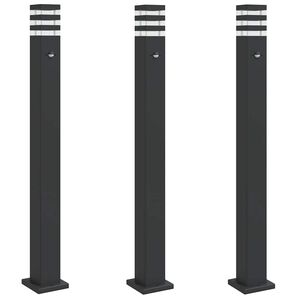 vidaXL Zunanja talna svetilka s senzorjem 3 kosi črna 110 cm aluminij