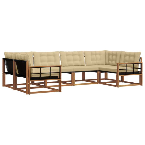 vidaXL Zunanja garnitura za sedenje z blazino 6 pcs Naravna in bež